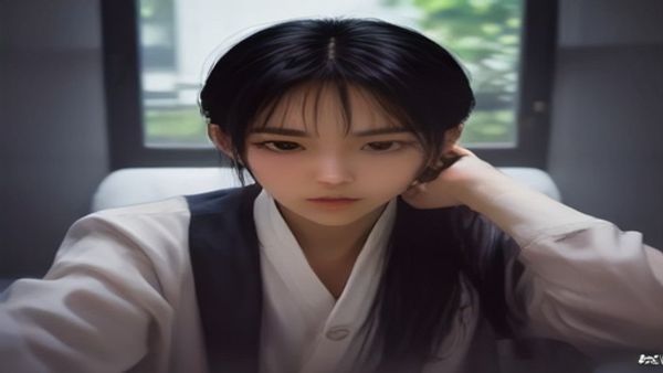一位内容博主在明亮的书房内使用笔记本电脑查阅番号大全，屏幕上显示整洁的编目检索结果页面，桌面摆放着笔记本和咖啡
